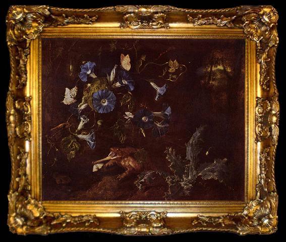 framed  SCHRIECK, Otto Marseus van Blaue Winde Kroe und Insekten, ta009-2